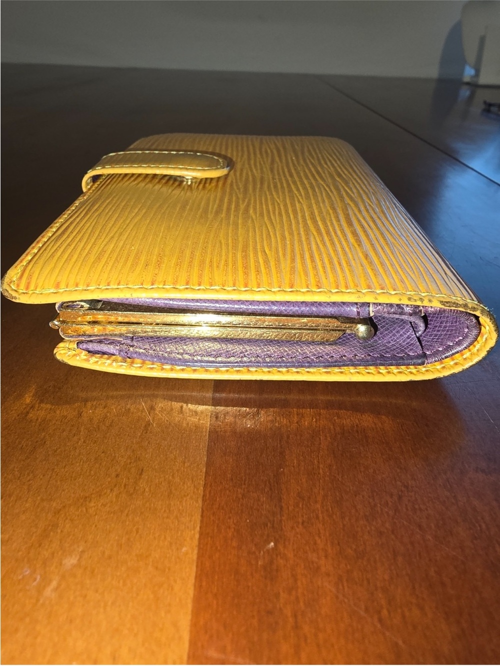 Authentic Louis Vuitton Epi Leather Mustard Yellow Kisslock Wallet - Picture 6 of 14